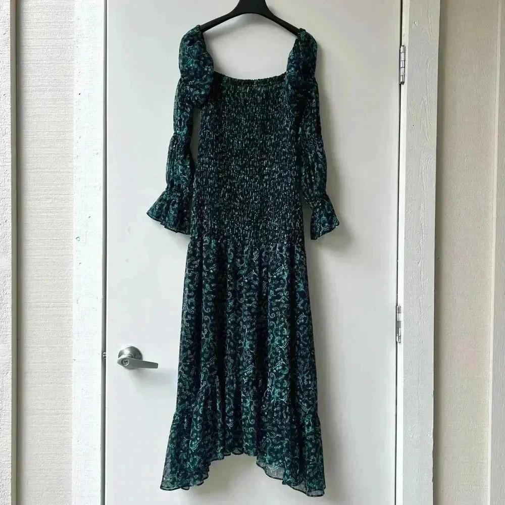 Misa Los Angeles Rashida Maxi Dress - Green Floral on Black- Size S - Picture 6 of 16